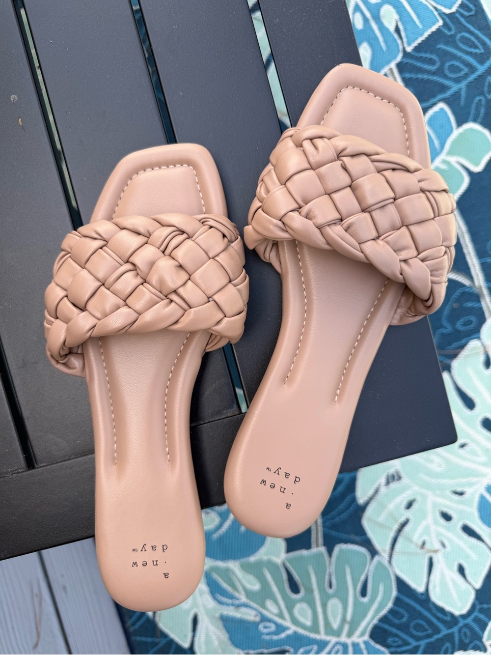 A New Day Woven Padded Slide Sandals Taupe Nude Size 9